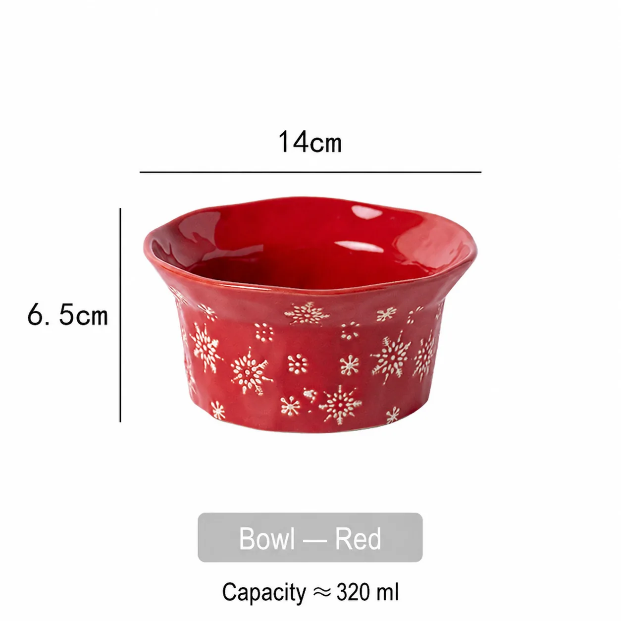 Red Christmas ceramic bowl dimensions