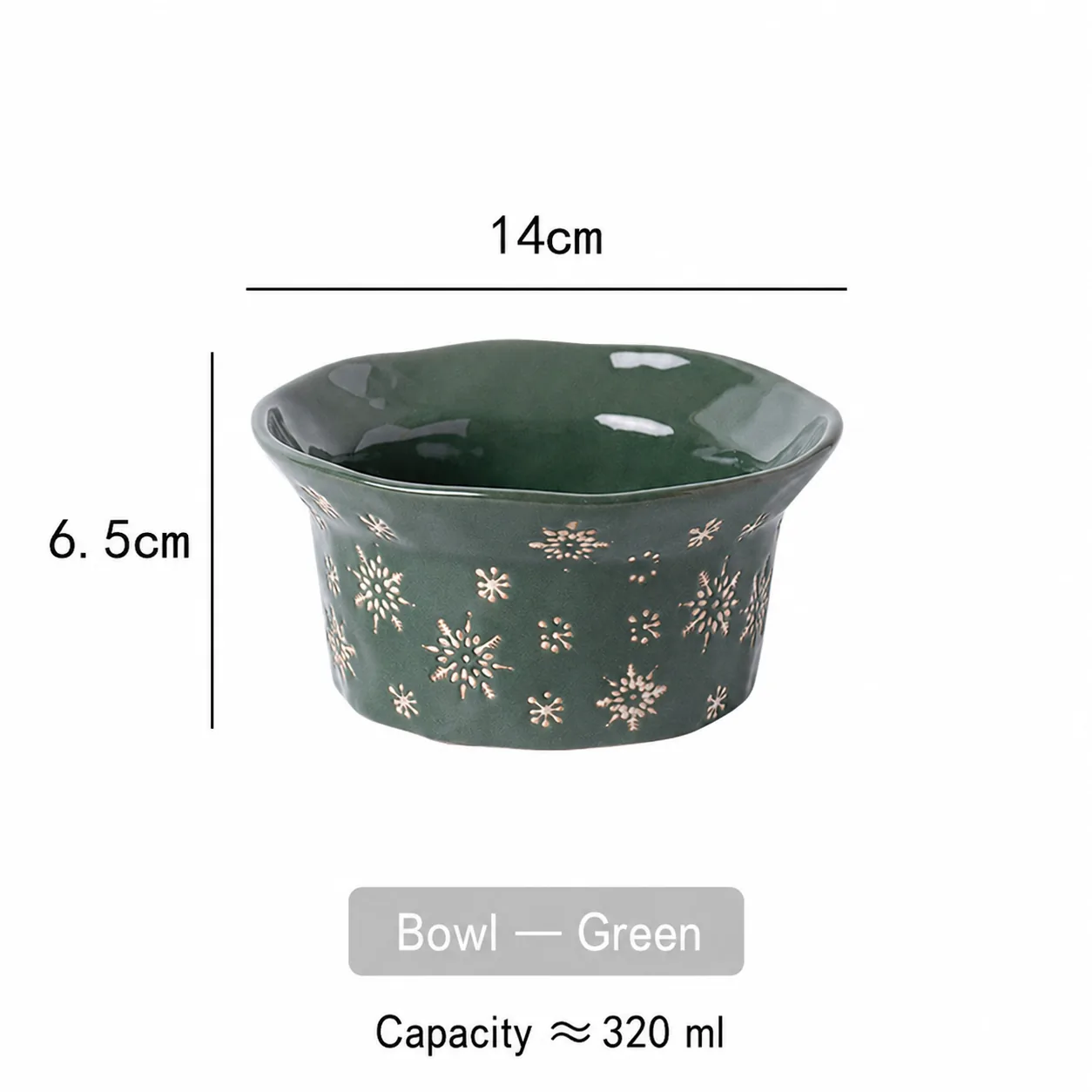 Green Christmas ceramic bowl dimensions