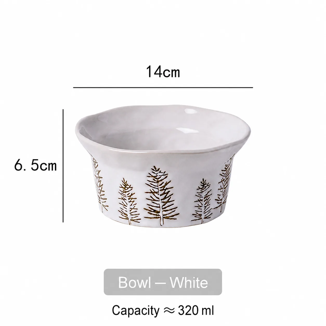 White Christmas ceramic bowl dimensions