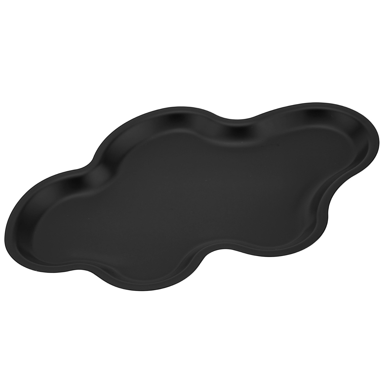 Black cloud-shaped stainless steel tray on white
