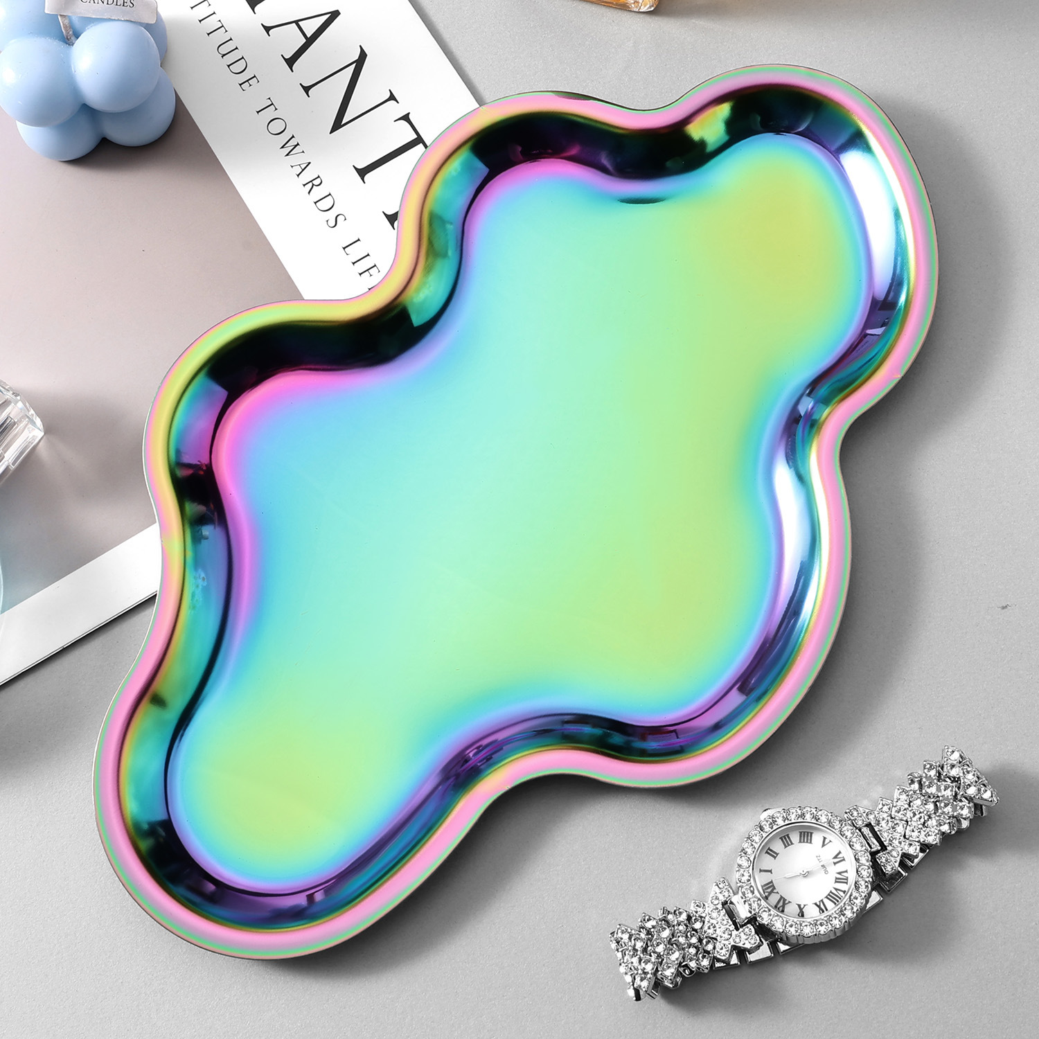 Rainbow cloud-shaped stainless steel storage tray