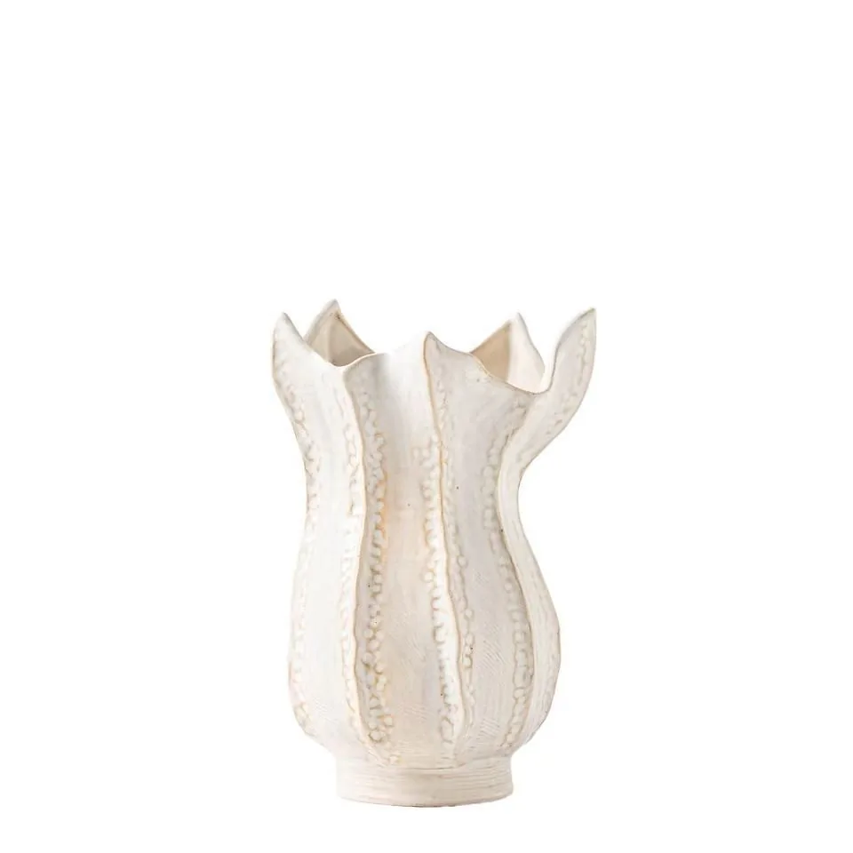 Creative white ceramic flower vase on a white background