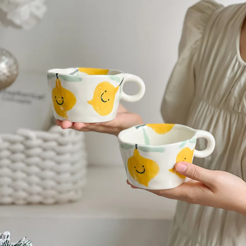 Smiling lemon ceramic mugs