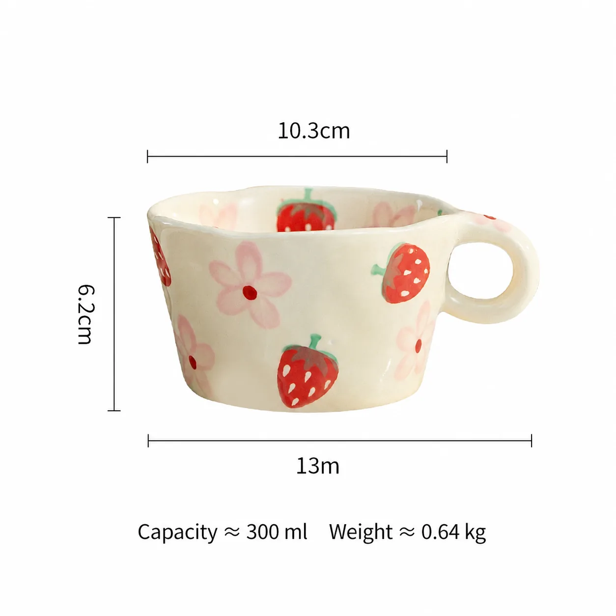 Strawberry ceramic mug dimensions