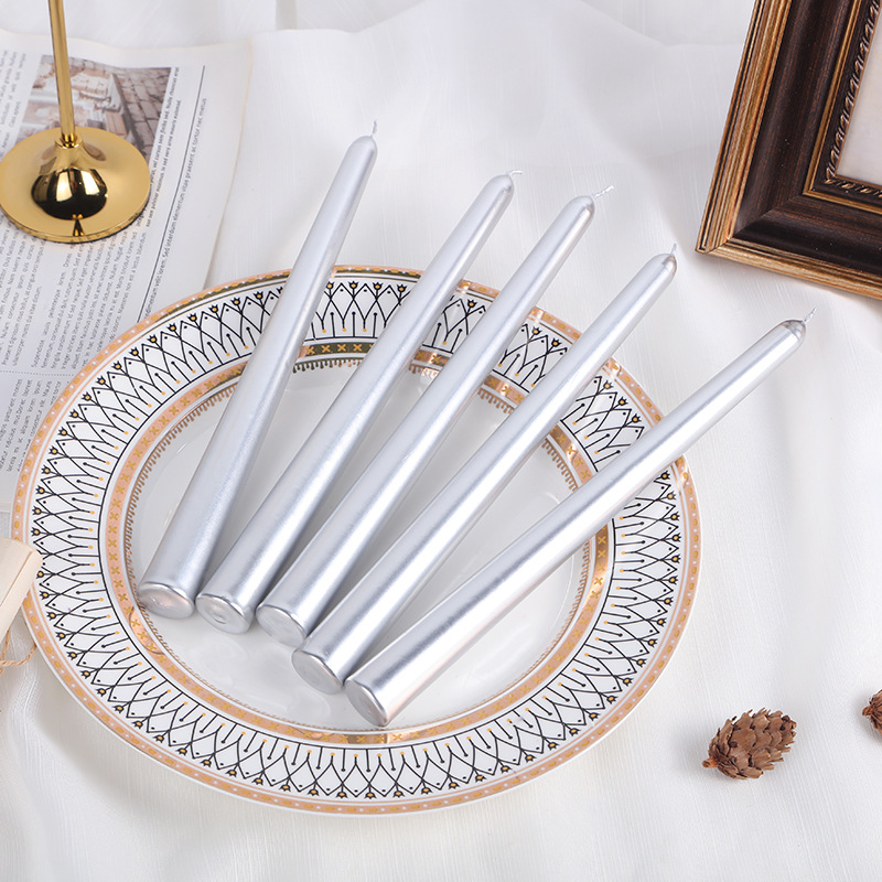 Silver classic taper candle color option