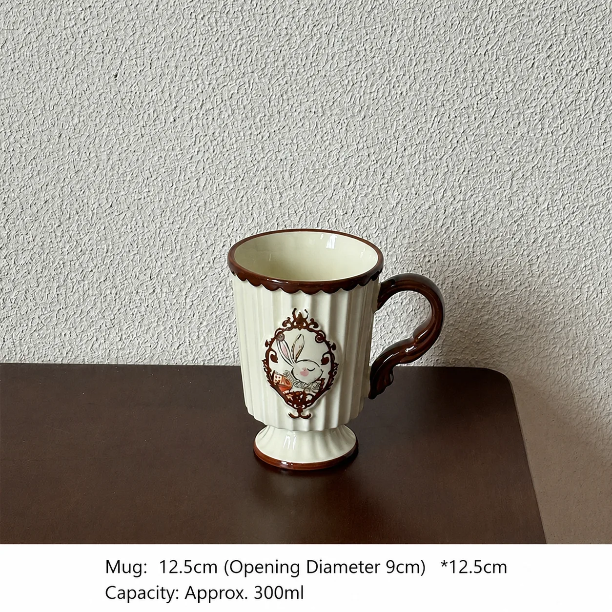 Rabbit pedestal coffee mug dimensions and capacity