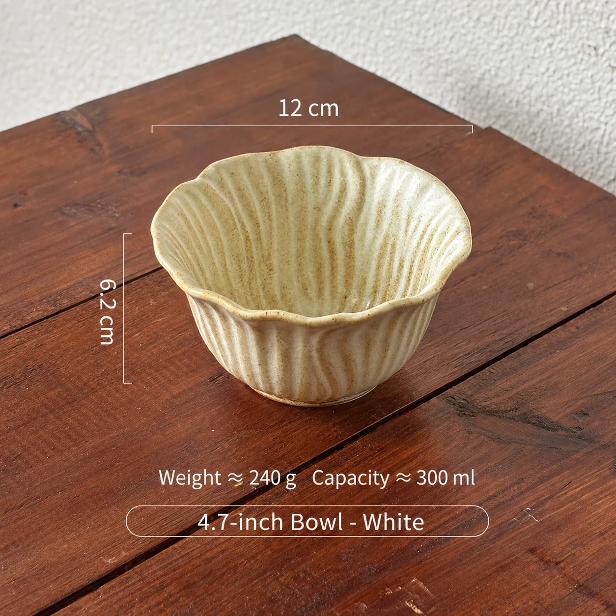 White 4.7-inch ceramic bowl dimensions
