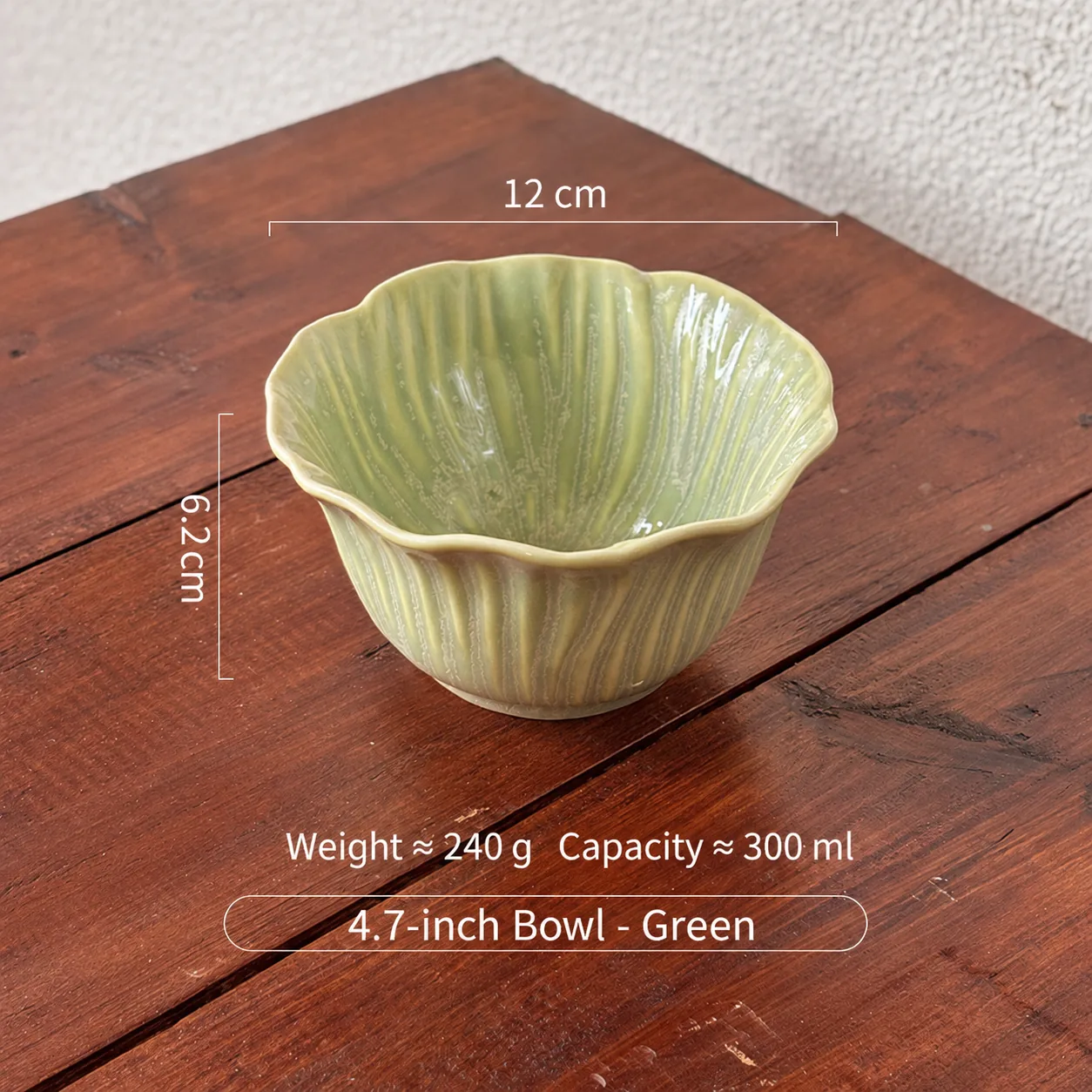 Green 4.7-inch ceramic bowl dimensions