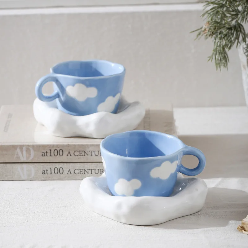 Blue cloud cups and saucers