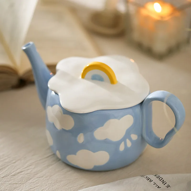 Blue cloud ceramic teapot