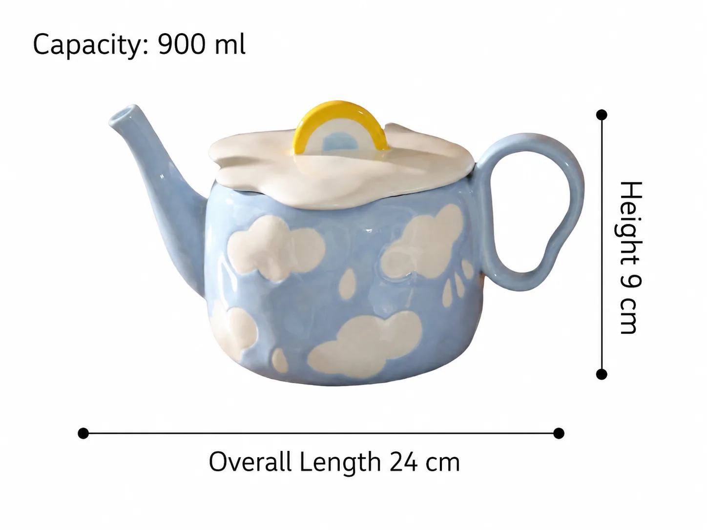 900 ml cloud teapot dimensions