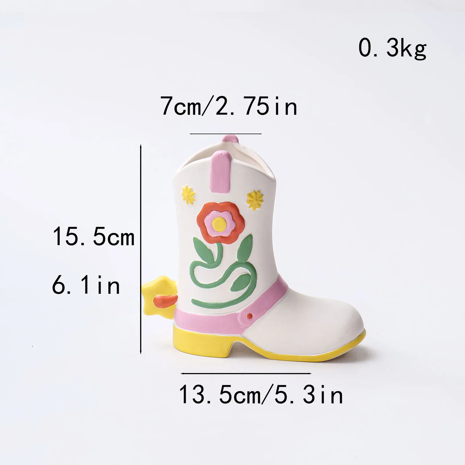 Boot ceramic vase dimensions and weight