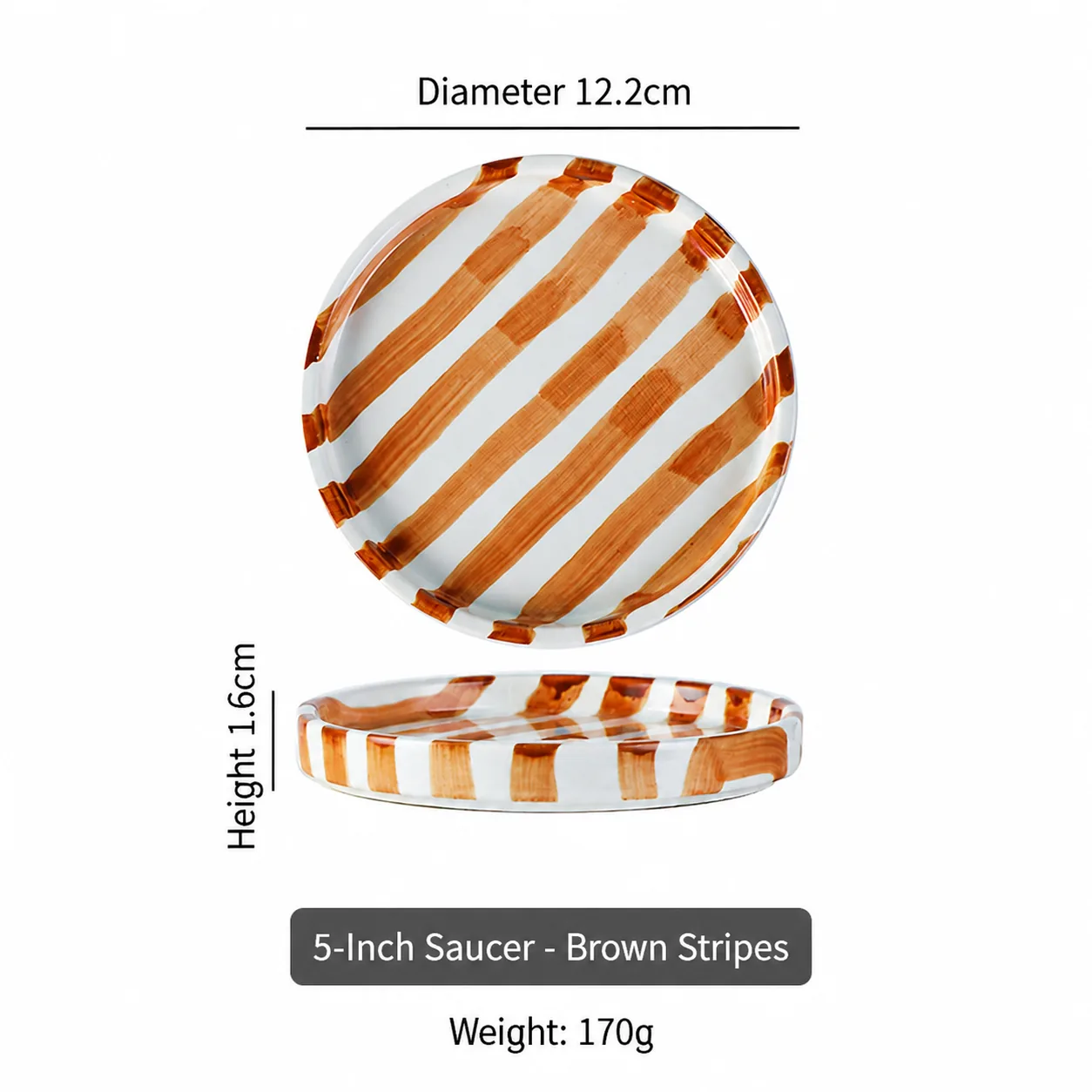 Orange striped ceramic saucer dimensions