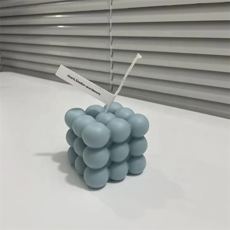 Blue handmade bubble candle