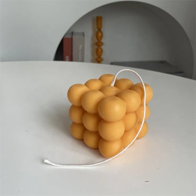 Yellow handmade bubble candle