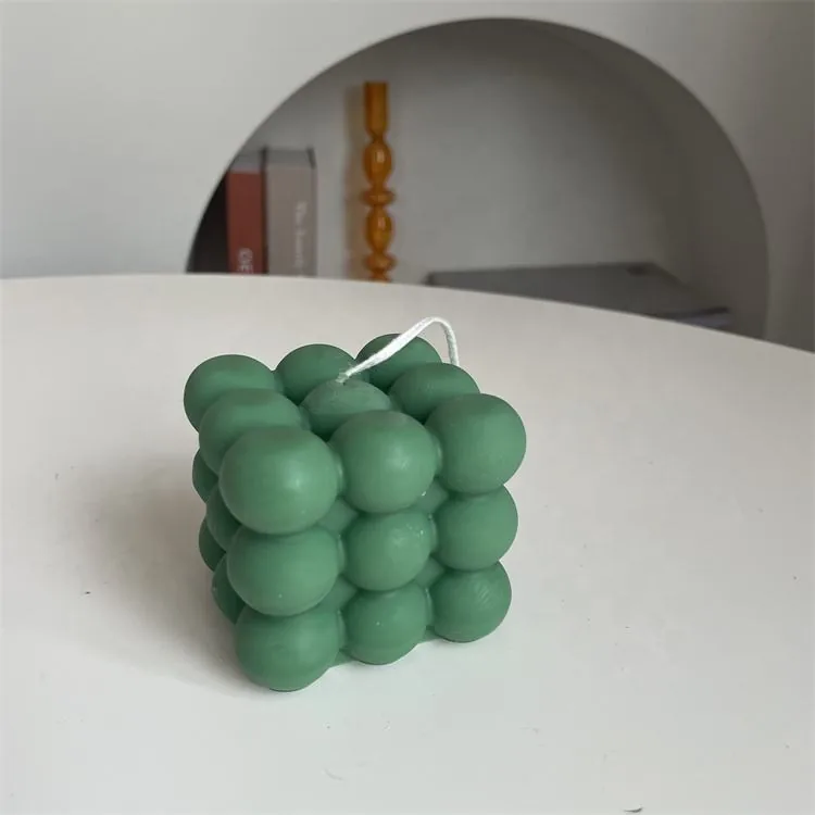 Green handmade bubble candle
