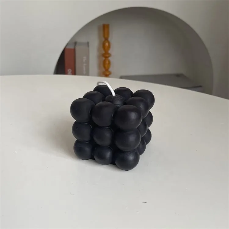 Black handmade bubble candle