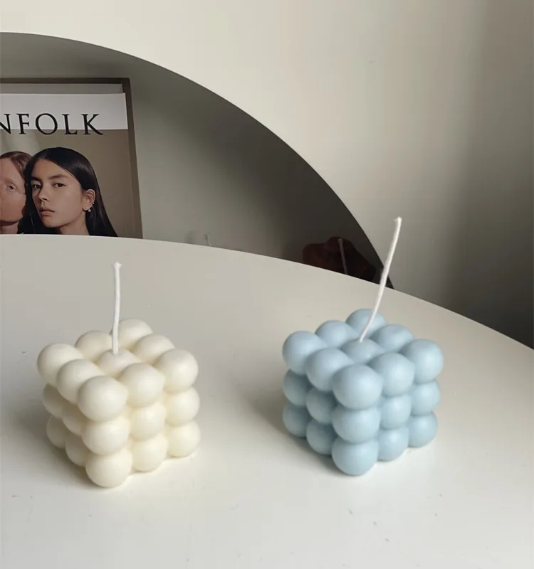 White and blue bubble candles