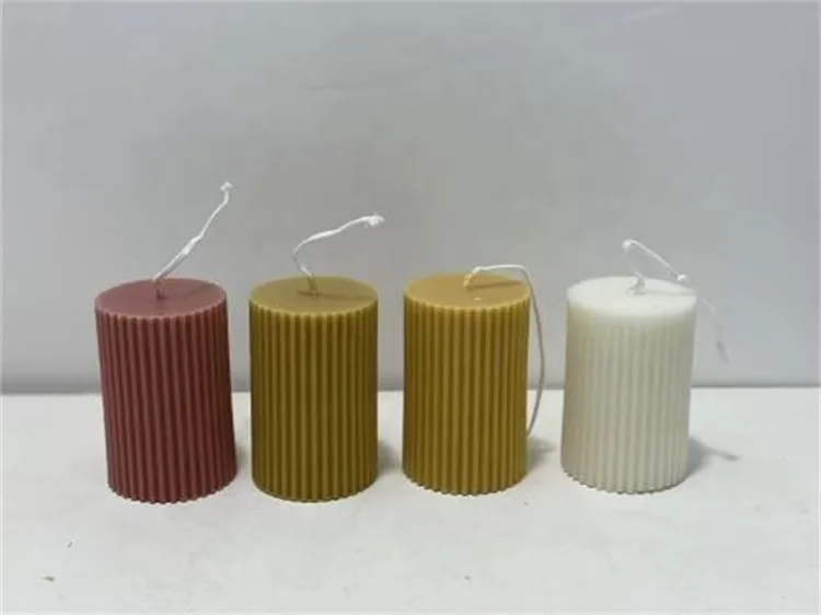 Custom color ribbed pillar candles