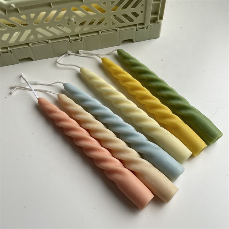 Six pastel handmade twist candles