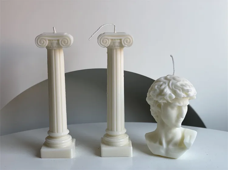 Classical column and David sculpture candles