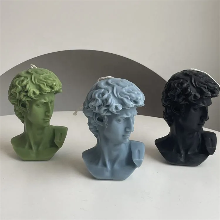 Green blue and black David candles