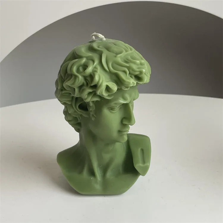 Green David bust candle