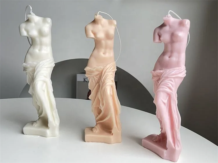 Venus candles in white peach and pink