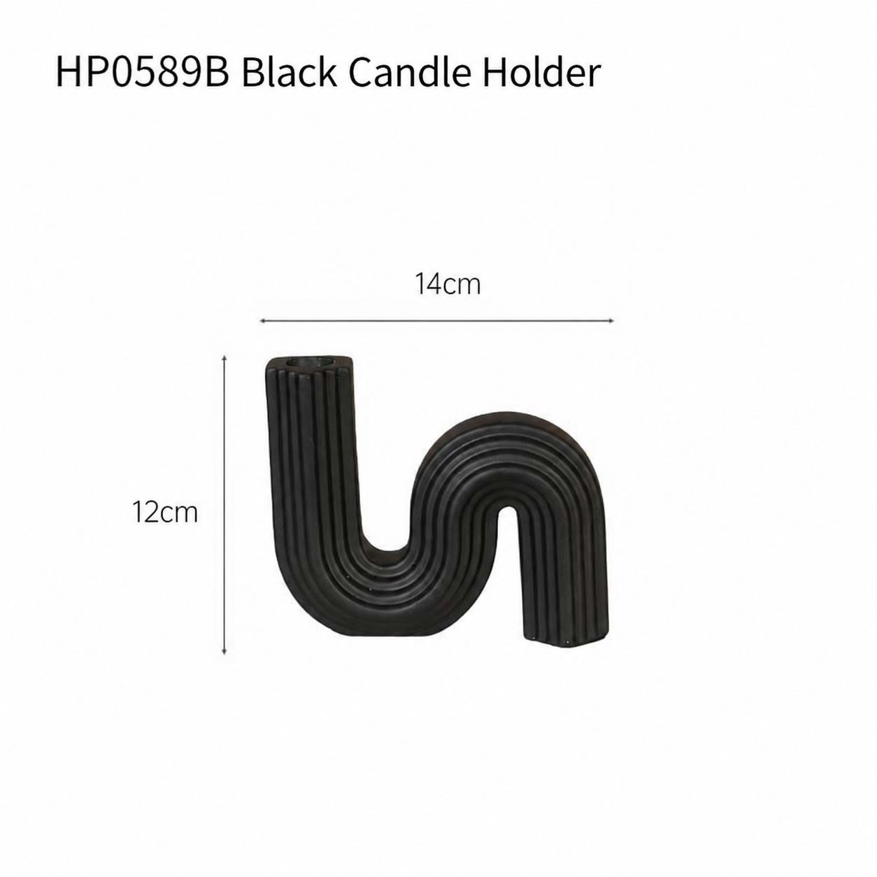 HP0589B black candle holder dimensions width 14 cm height 12 cm