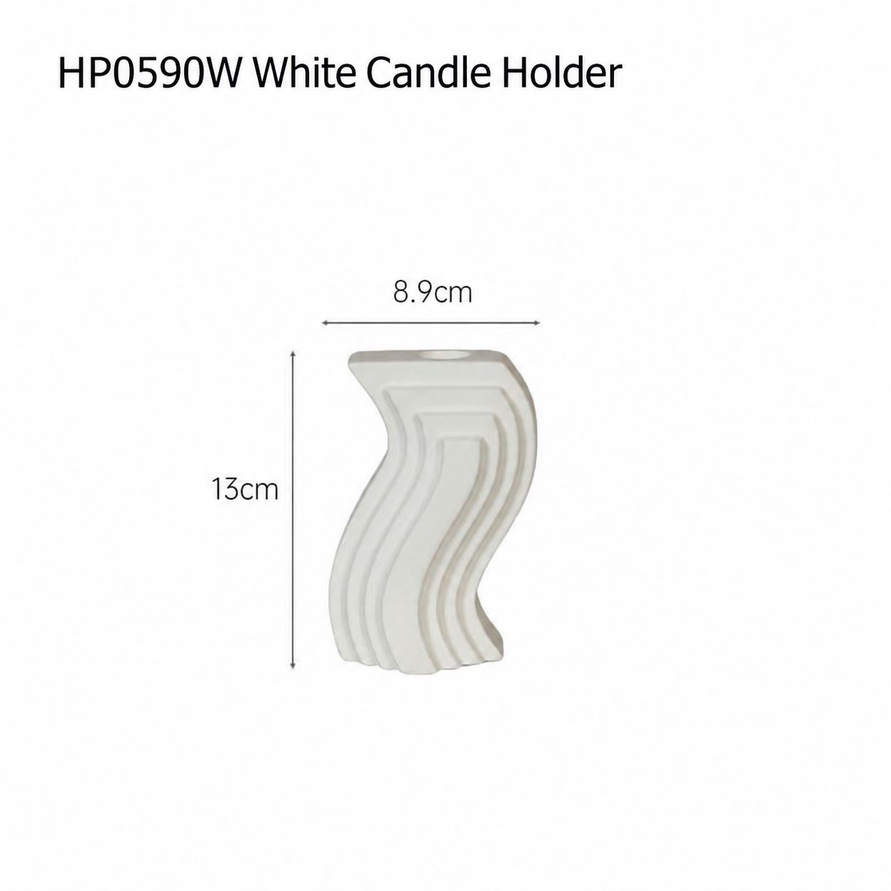 HP0590W white wave candle holder dimensions width 8.9 cm height 13 cm