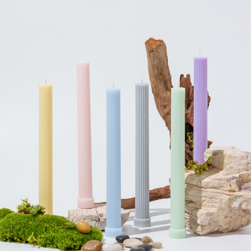 Assorted pastel Morandi Roman pillar candles