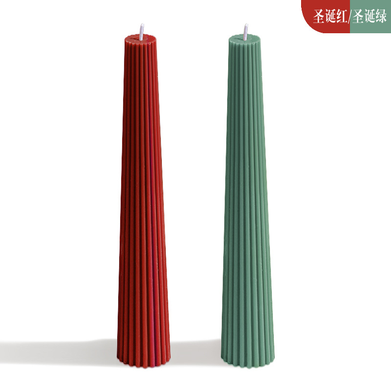 Christmas red and green tall ribbed candles