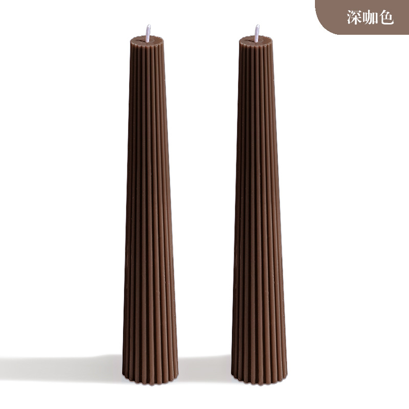 Dark coffee colored tall ribbed candles