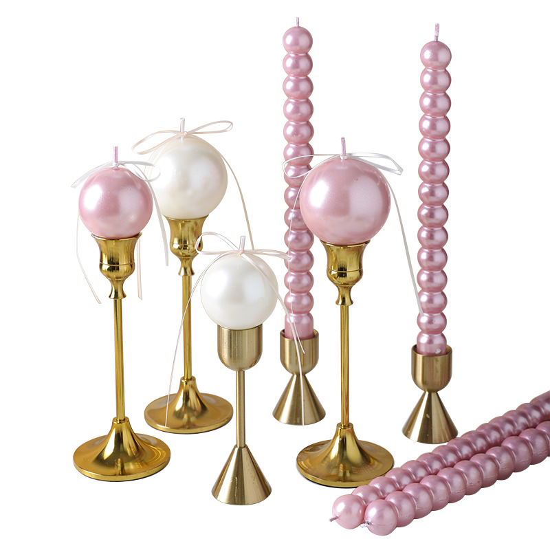 Pearl pink wedding candle collection