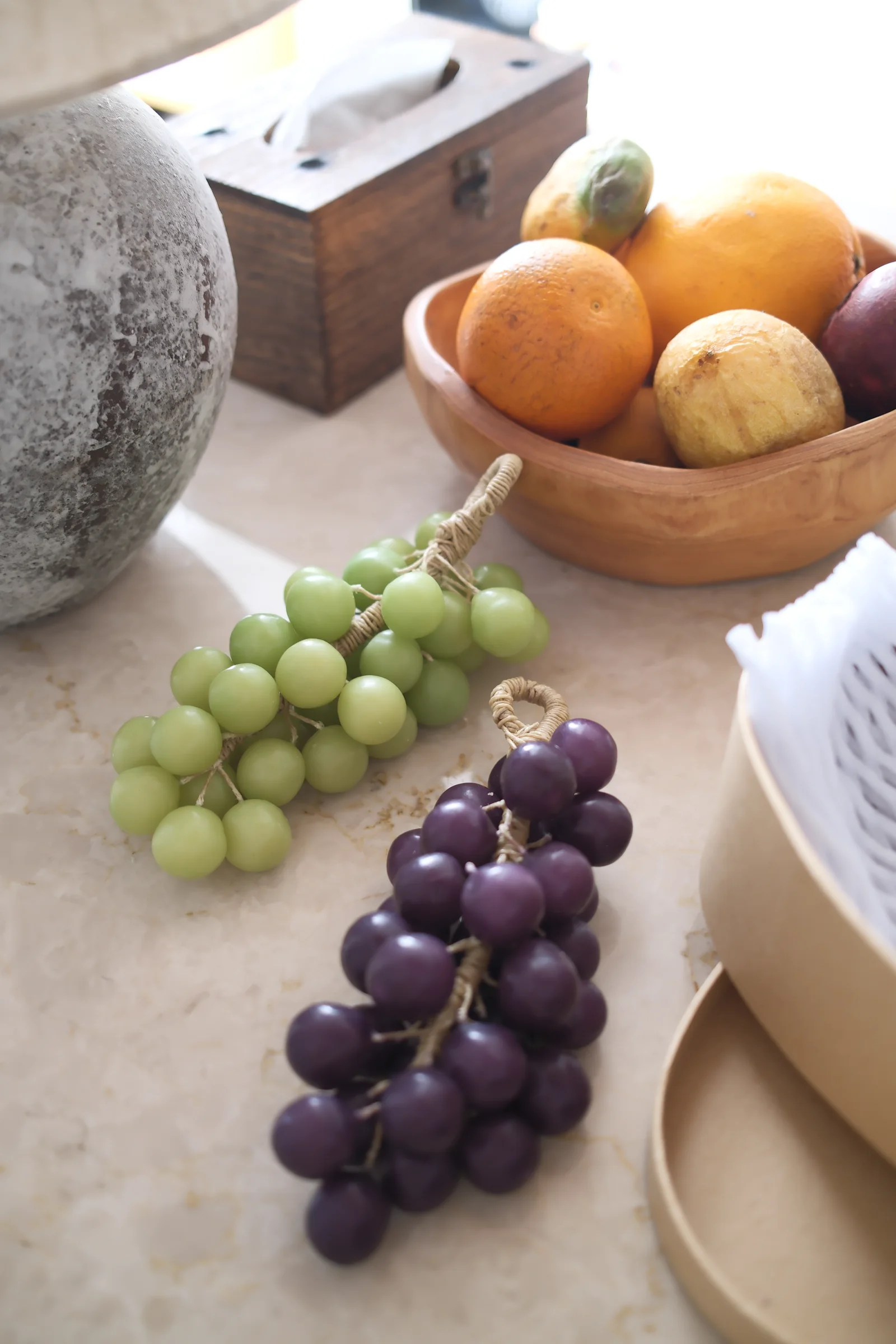 Purple and green realistic grape cluster candles