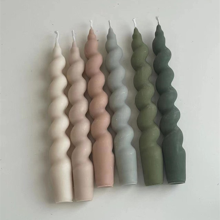 Neutral and green spiral candle color collection