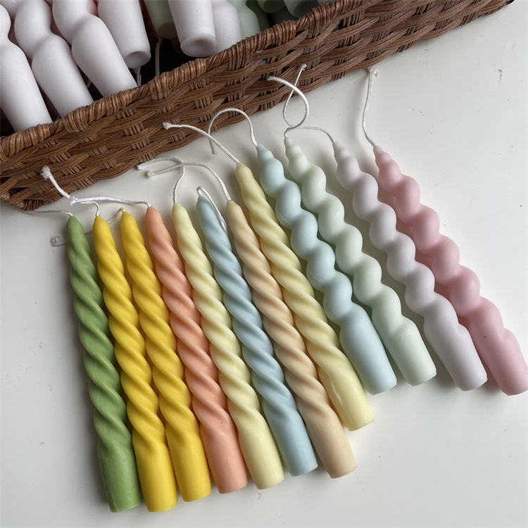Assorted twist and spiral candles in custom colors