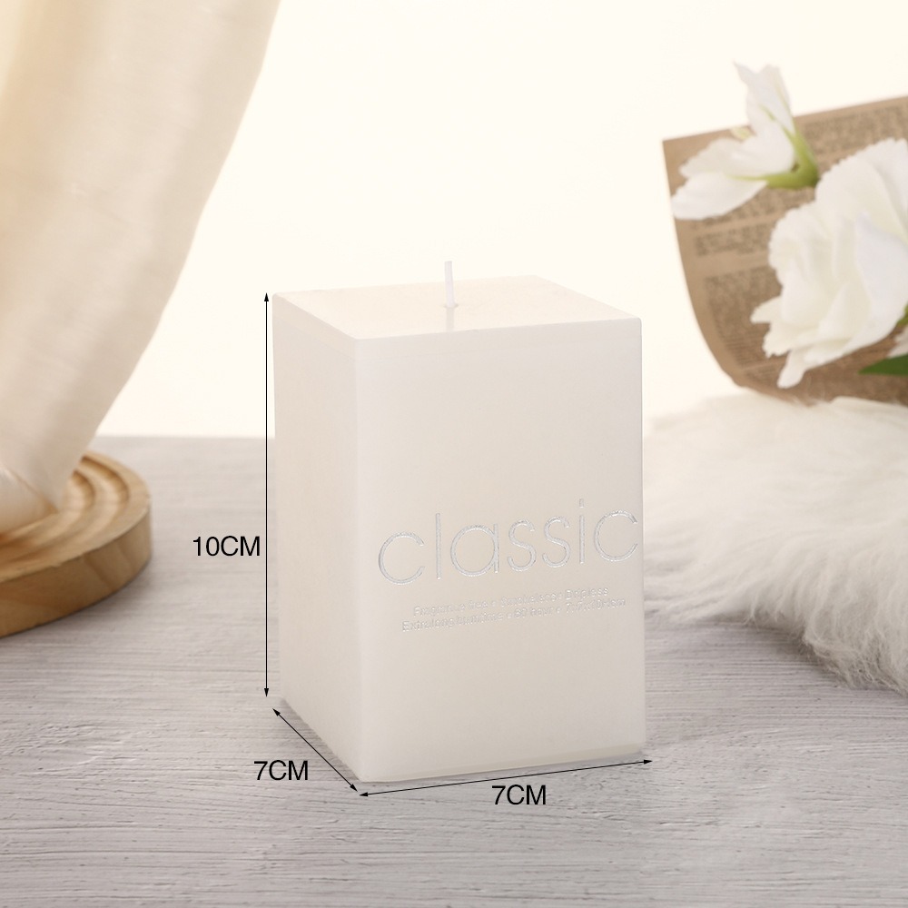 7 by 7 by 10 centimeter square candle dimensions