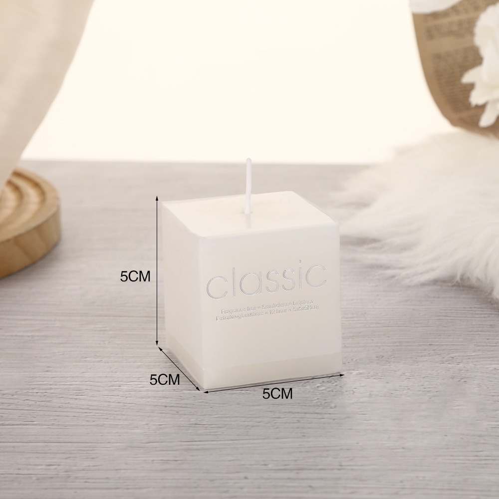 5 by 5 by 5 centimeter square candle dimensions