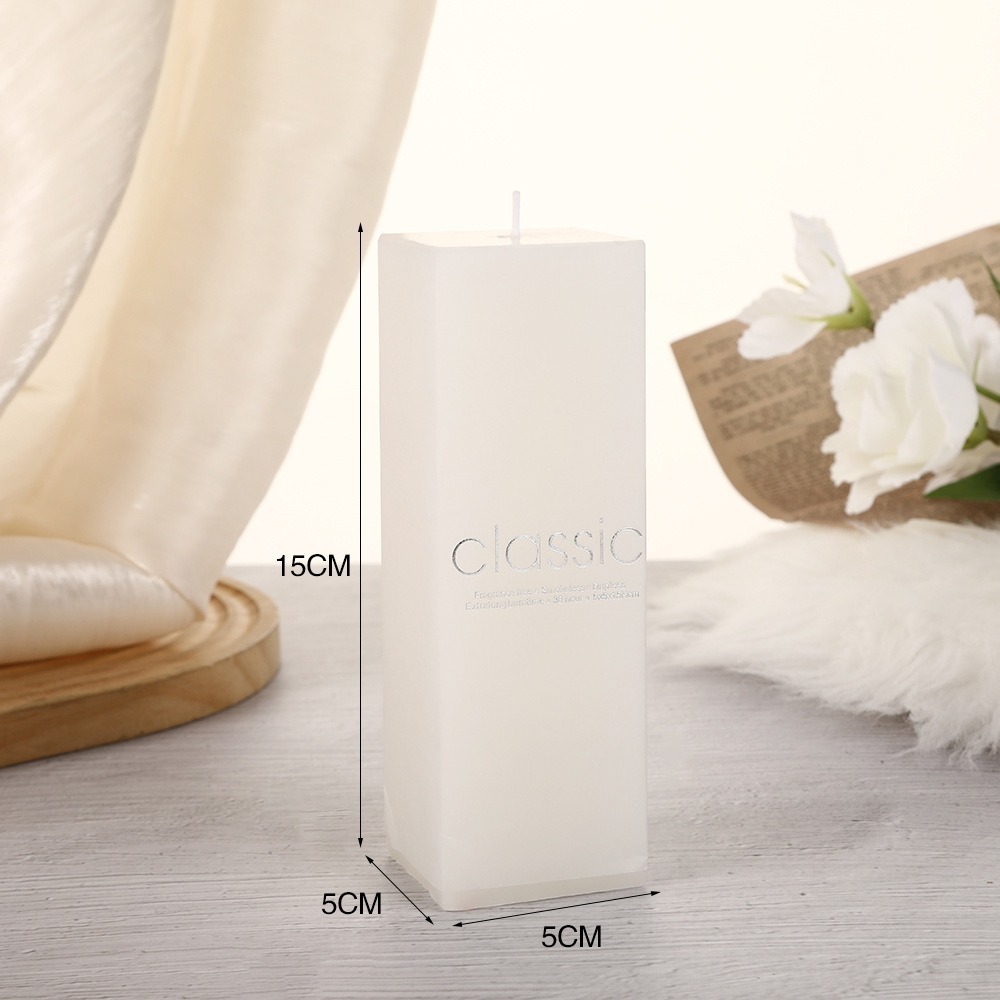 5 by 5 by 15 centimeter square candle dimensions