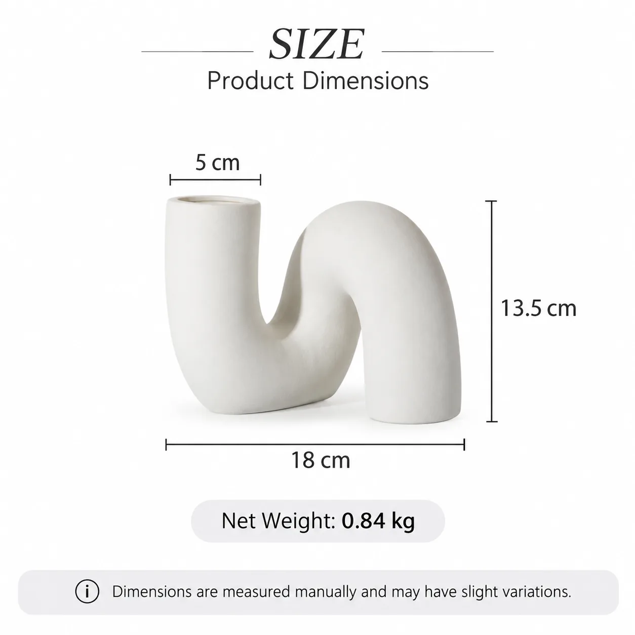 Twist ceramic vase dimensions and net weight