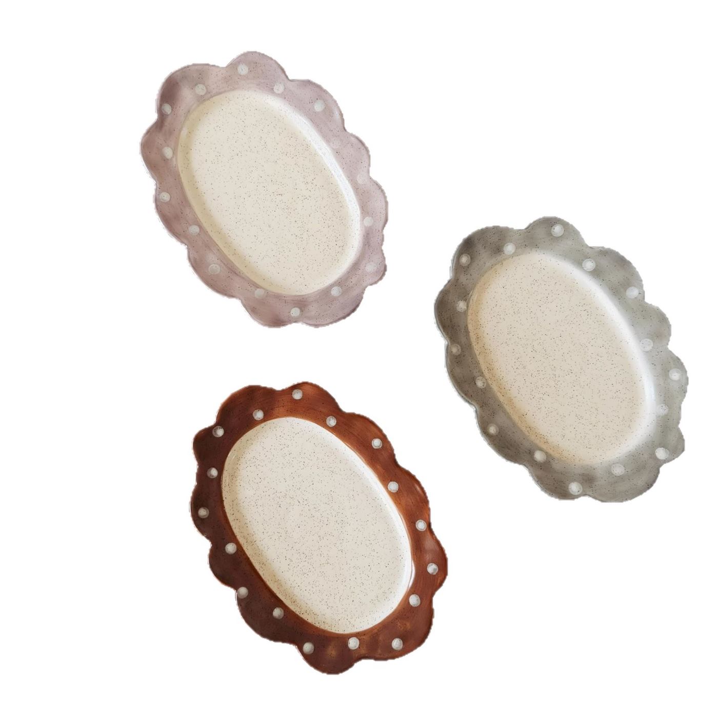 Three color options of the vintage ceramic cake plate