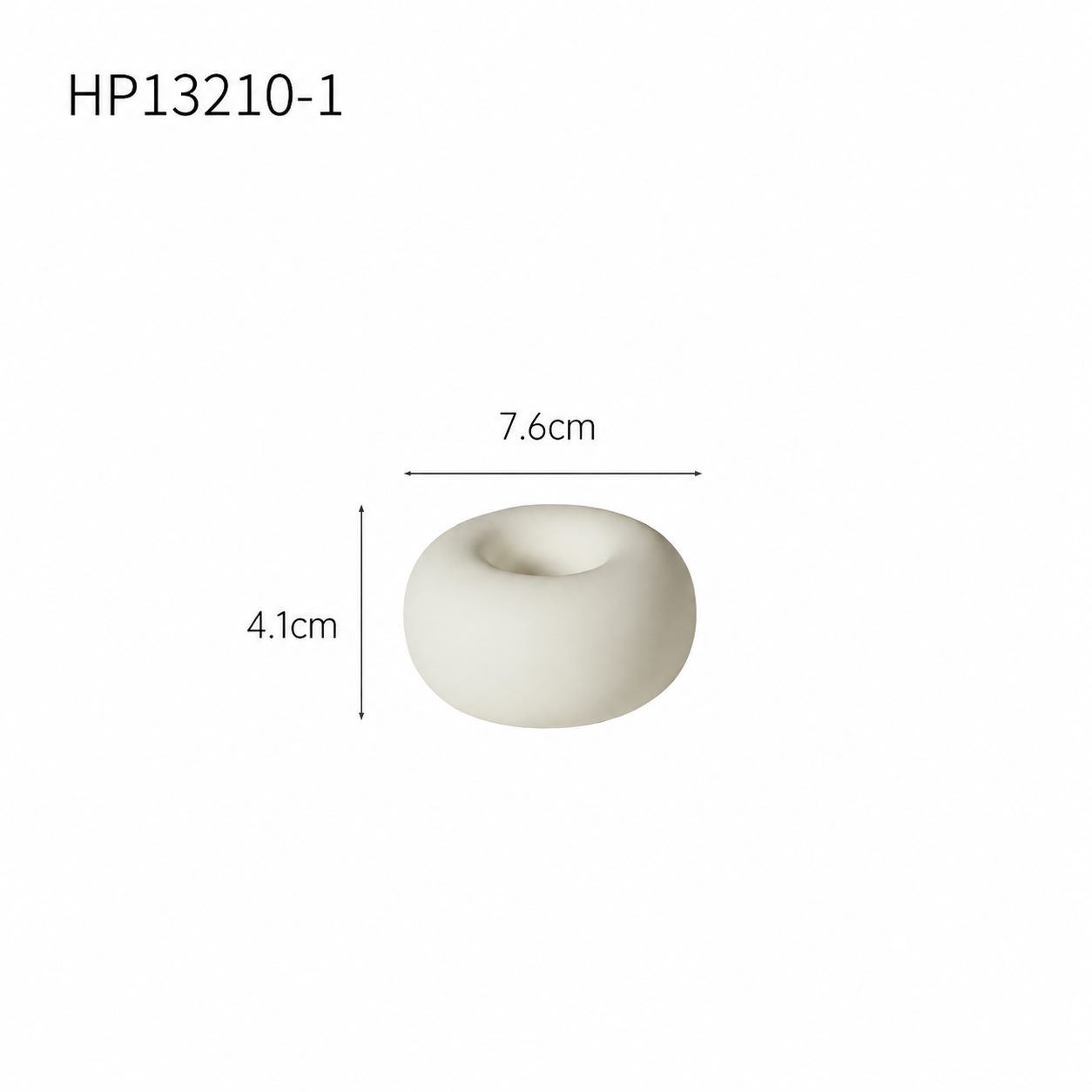 HP13210-1 white circular candle holder dimensions 7.6 by 4.1 cm