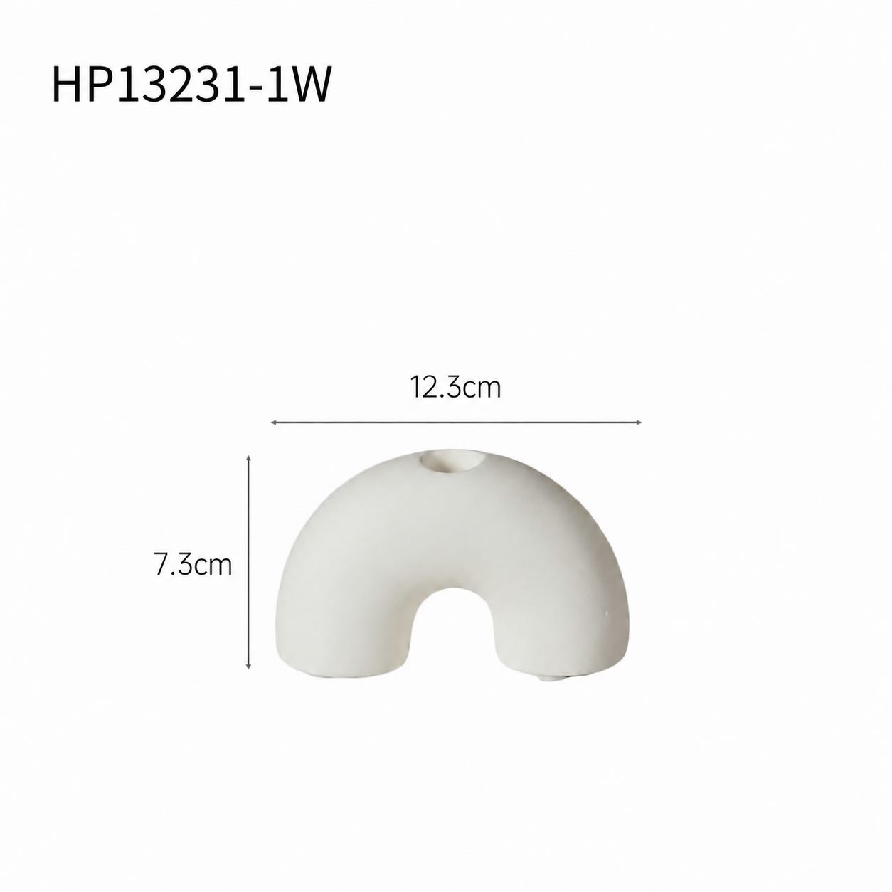 HP13231-1W white arch candle holder dimensions 12.3 by 7.3 cm
