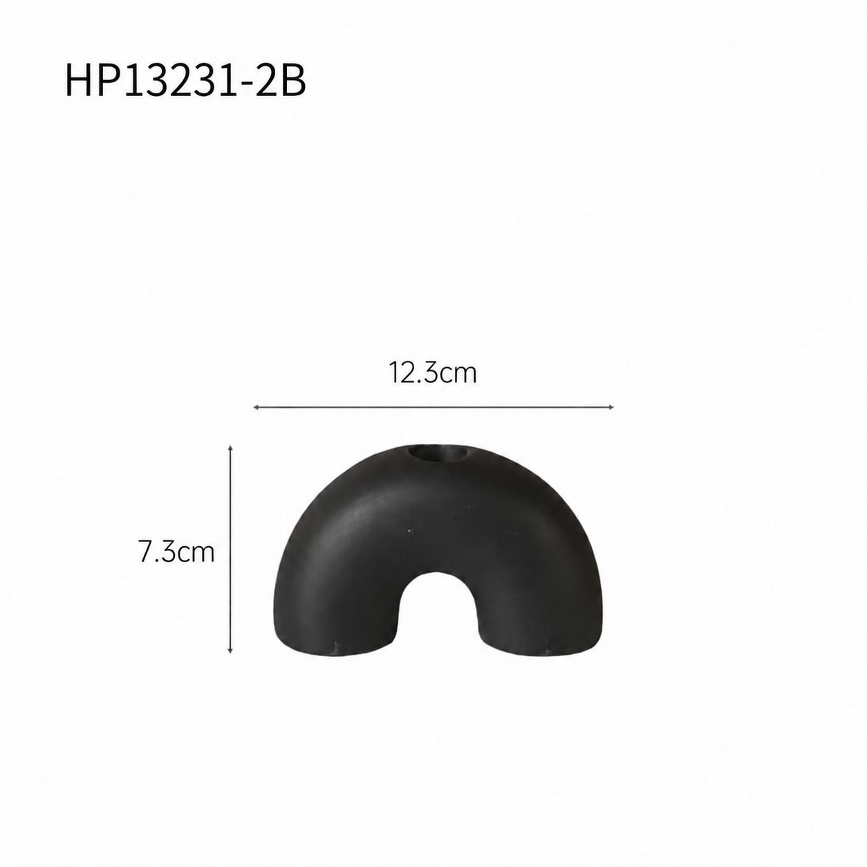 HP13231-2B black arch candle holder dimensions 12.3 by 7.3 cm