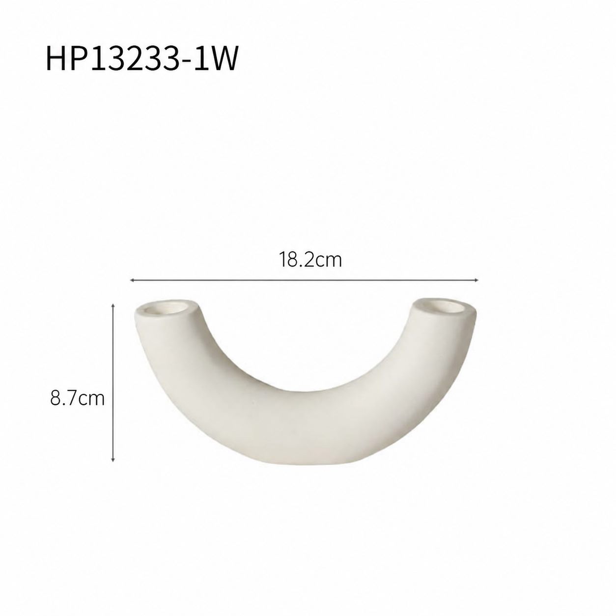 HP13233-1W white double arm candle holder dimensions 18.2 by 8.7 cm