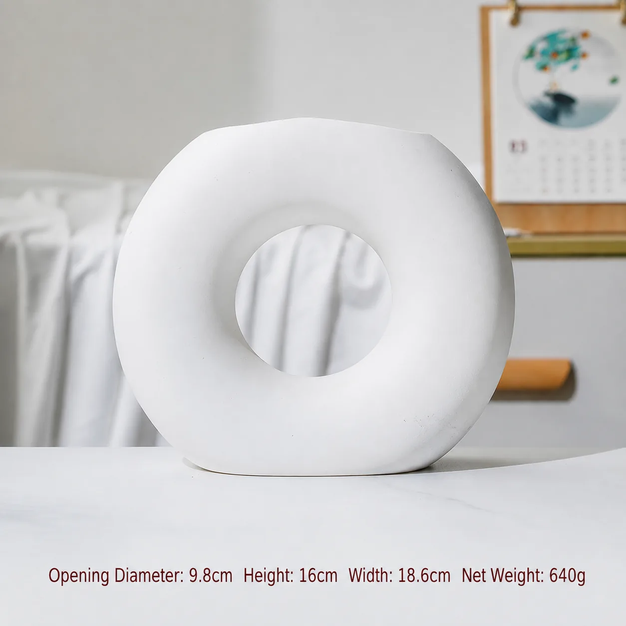 White ring ceramic vase dimensions and weight