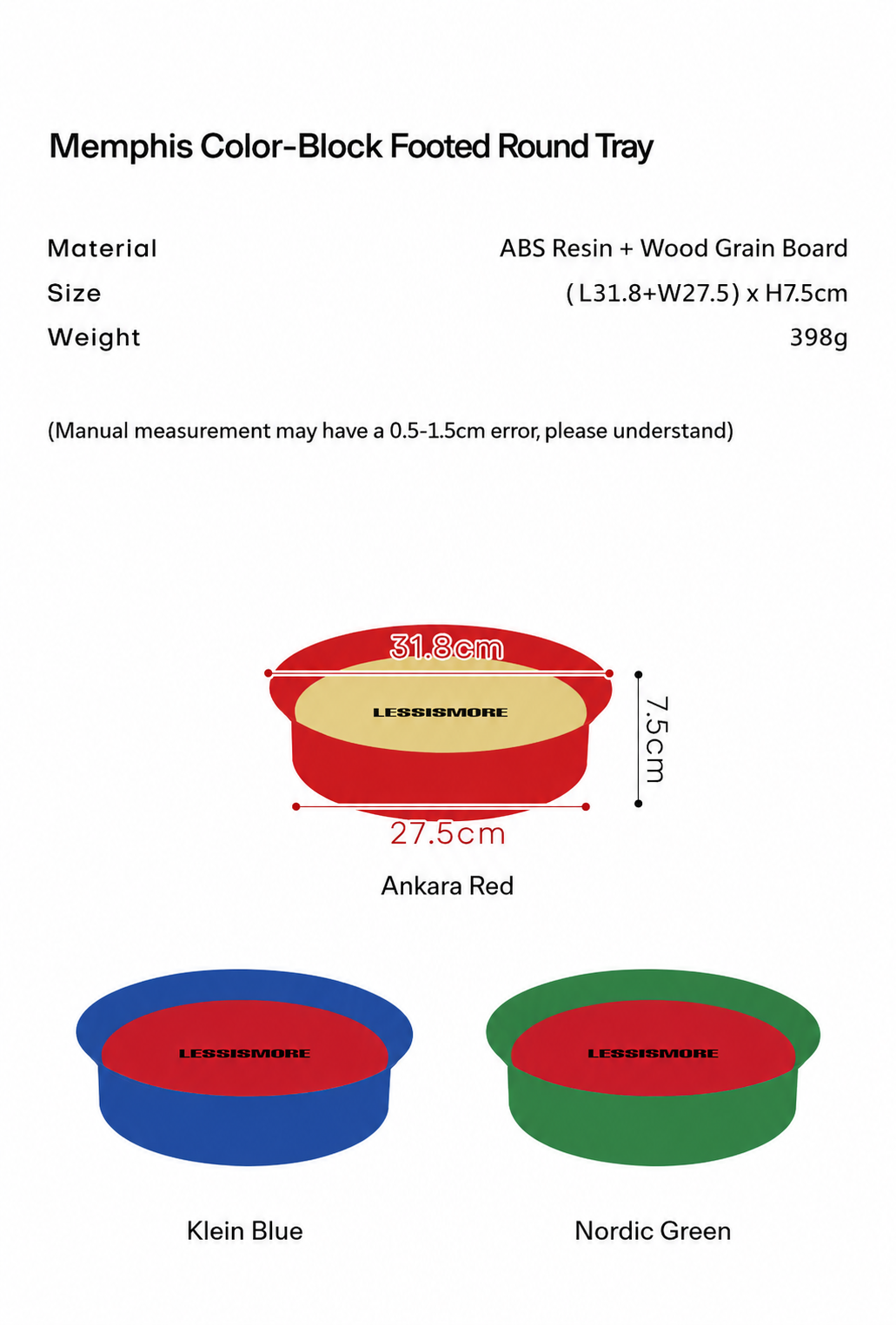 Memphis Color-Block Footed Round Tray